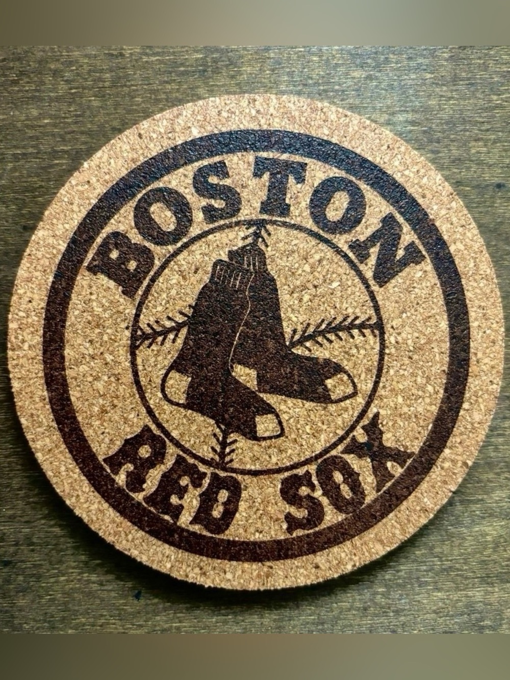 Boston Red Sox Laser Engraved Cork Coaster